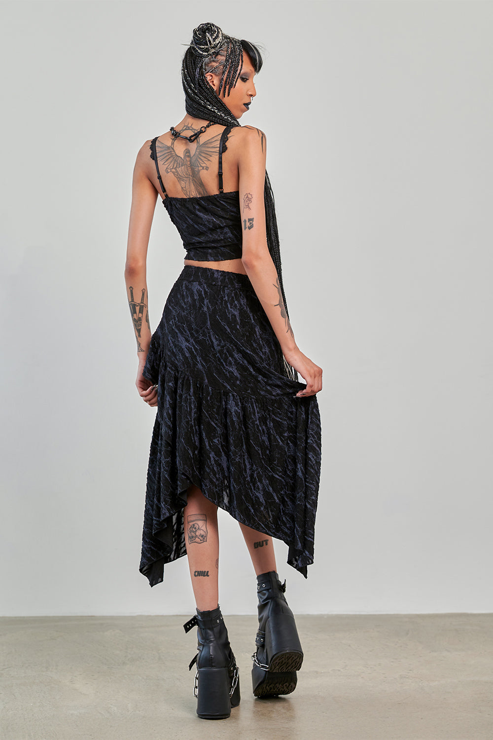 Banned Alternative Black Dark Angel Lace Up Skirt