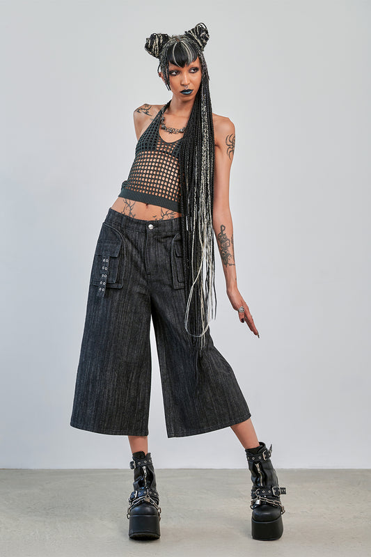 Banned Alternative Grey Nocturne Net Top