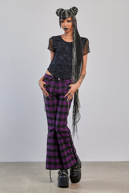 Banned Alternative Black Grunge Grid Top