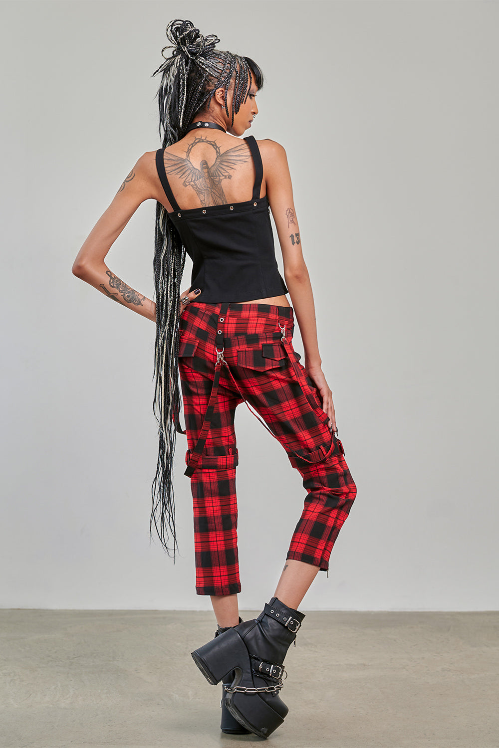 Banned Alternative Black/Red Nocturne Buckle Trousers