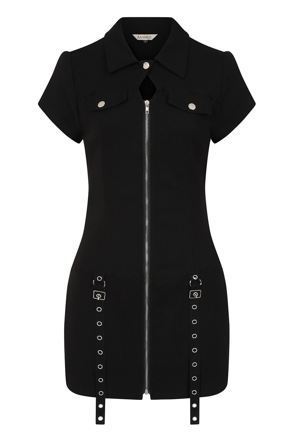 Banned Alternative Black Tartan Night Zip Dress