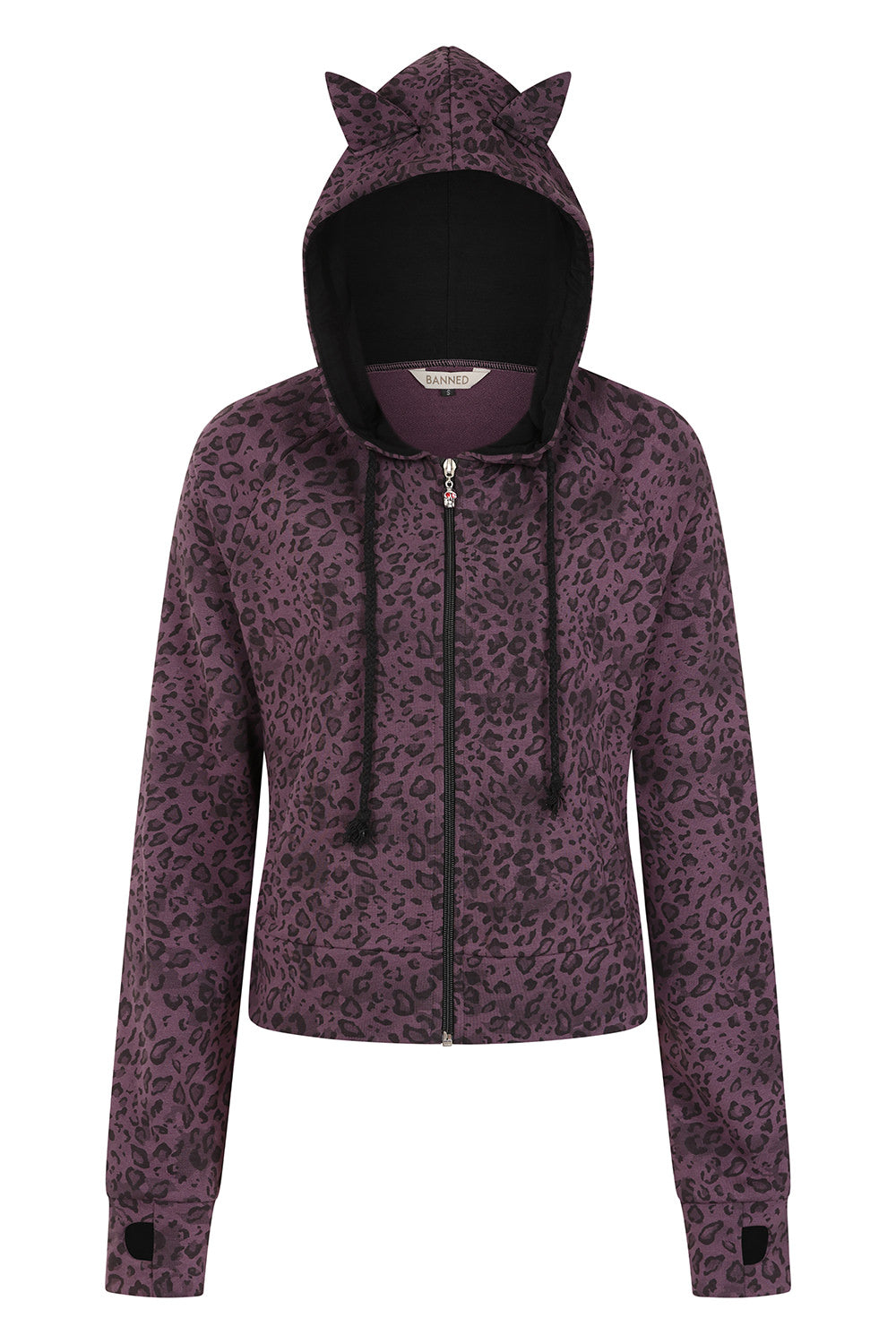 Banned Alternative Purple/Leopard Vampire Kitty Hoodie