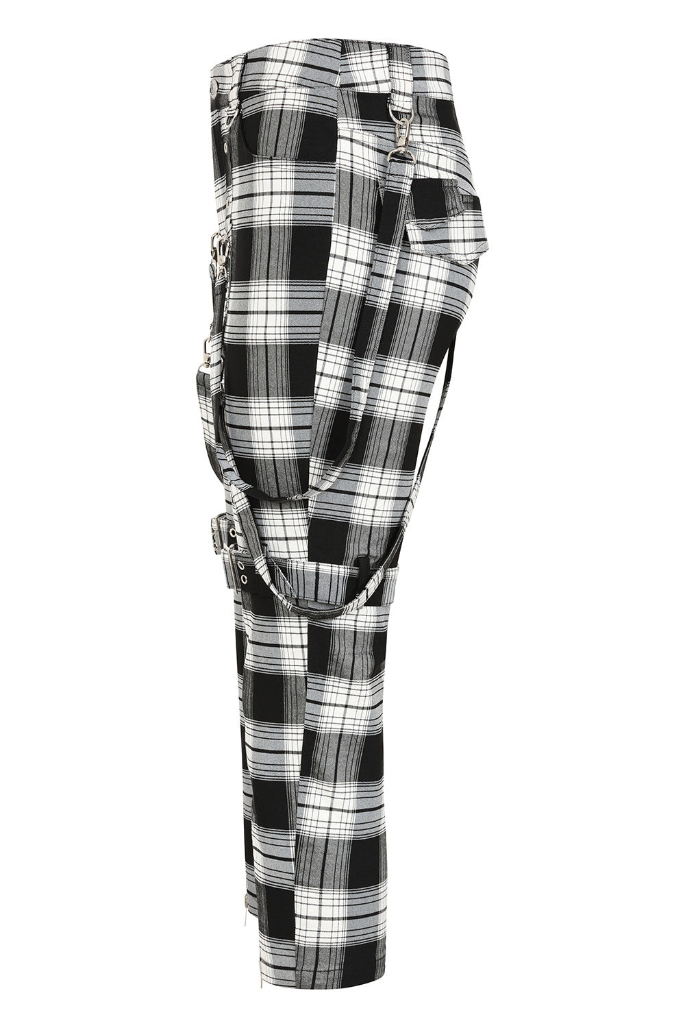 Banned Alternative Black/White Nocturne Buckle Trousers