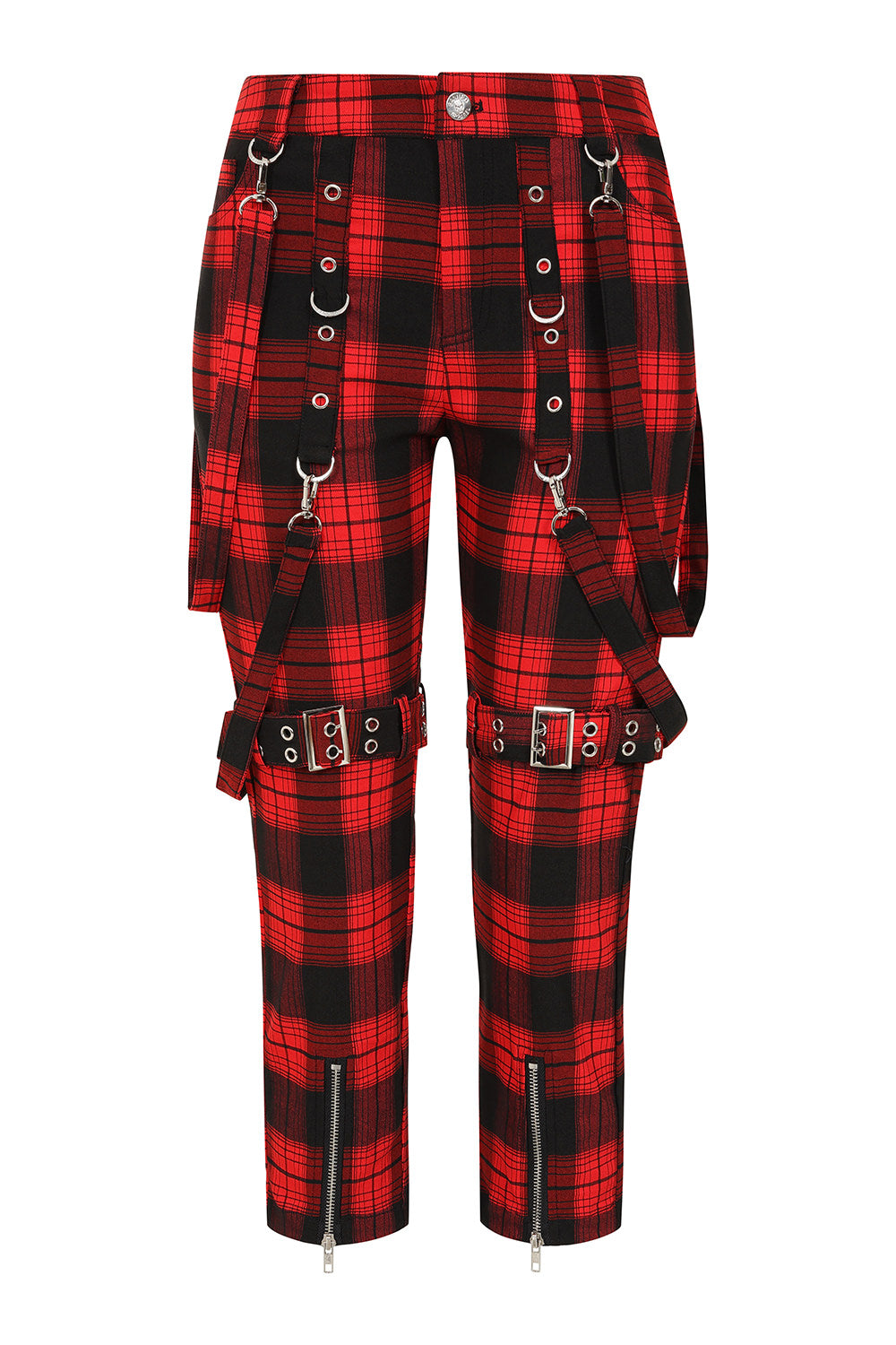 Banned Alternative Black/Red Nocturne Buckle Trousers