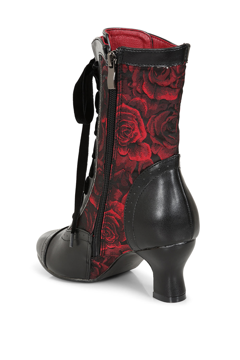 Banned Alternative Black/Red Crimson Thorn Rose Bootie