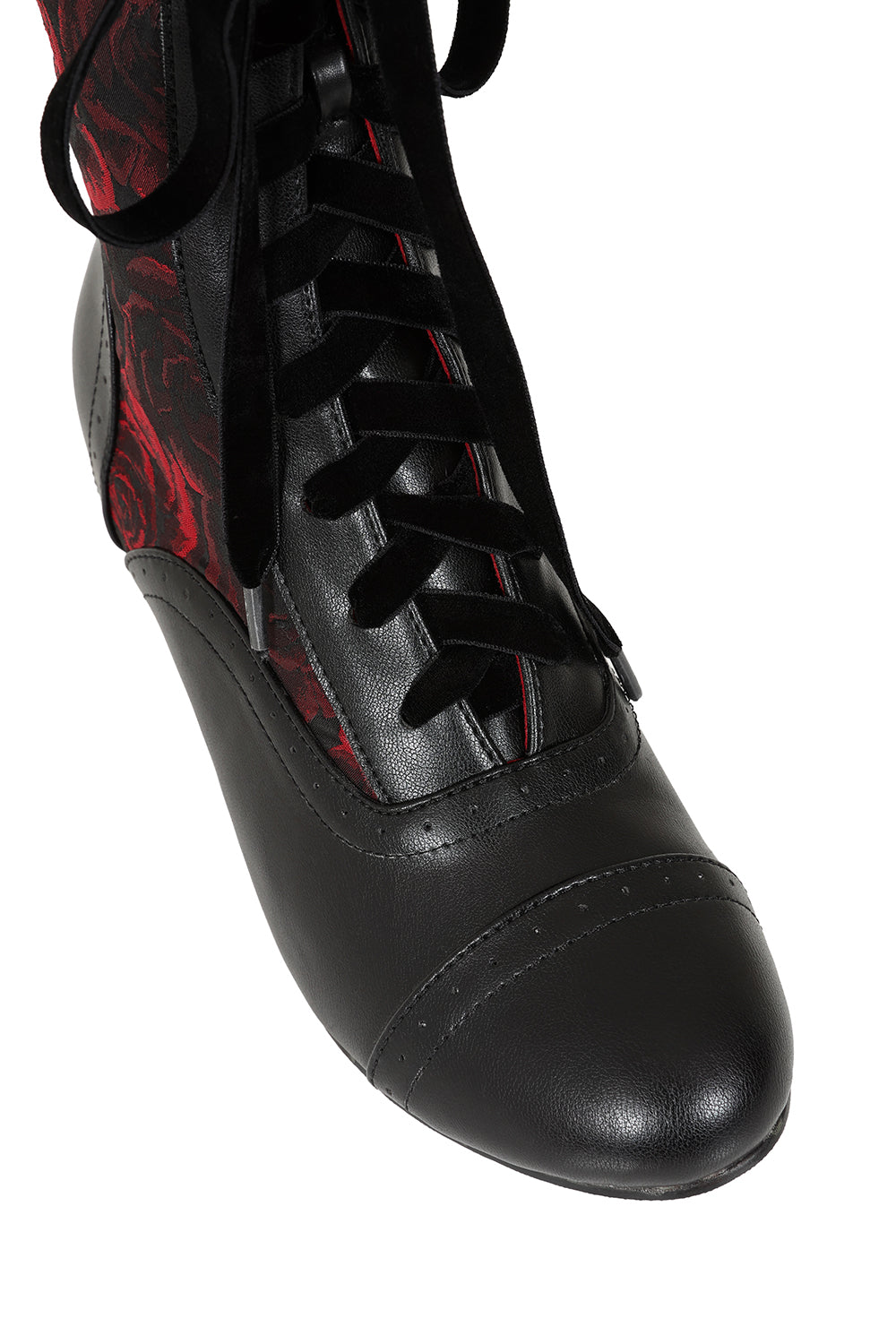 Banned Alternative Black/Red Crimson Thorn Rose Bootie