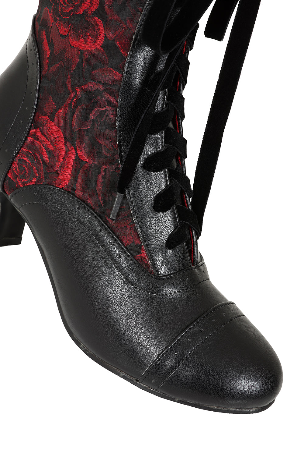 Banned Alternative Black/Red Crimson Thorn Rose Bootie