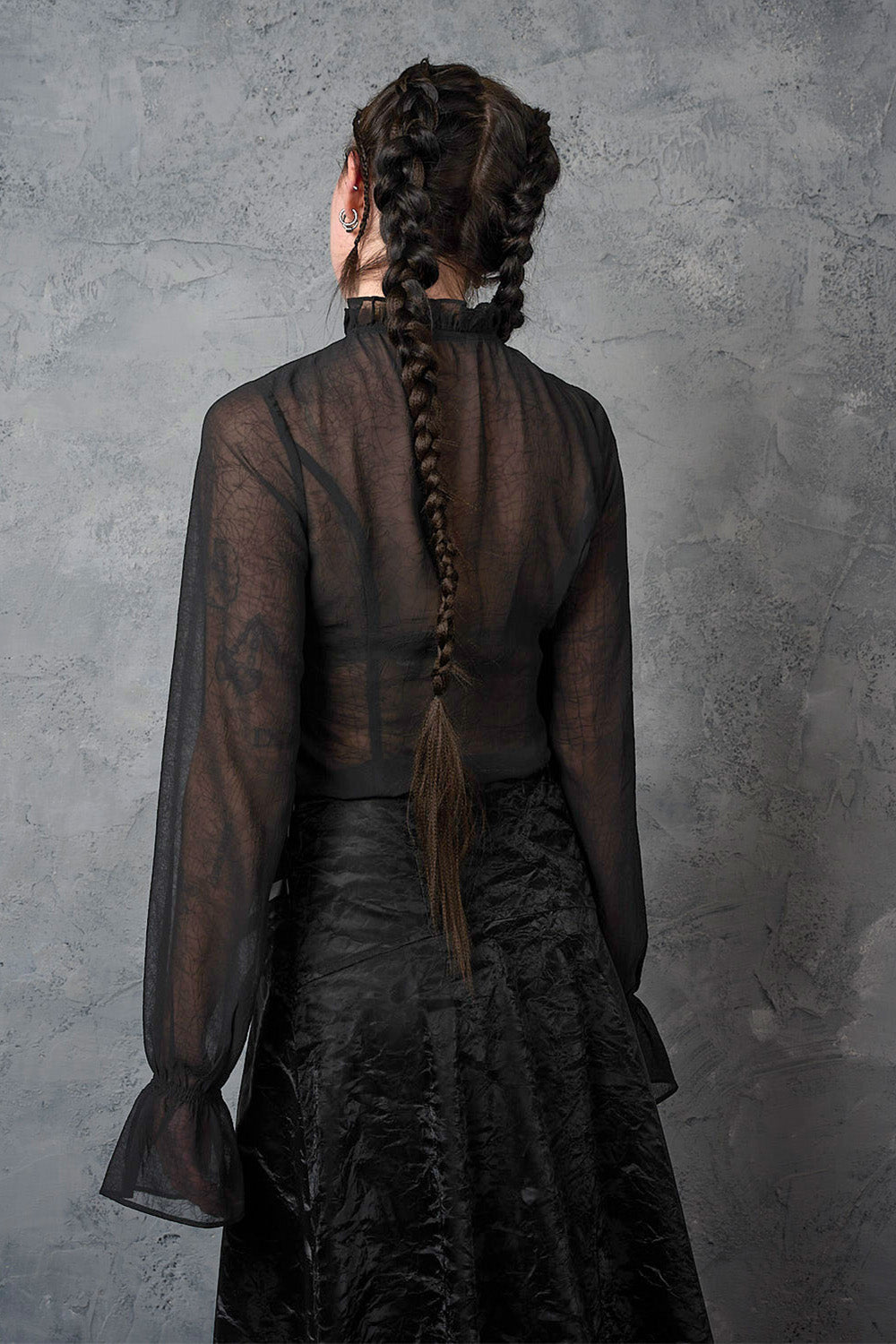 Banned Alternative Black Moonlit Romance Sheer Blouse