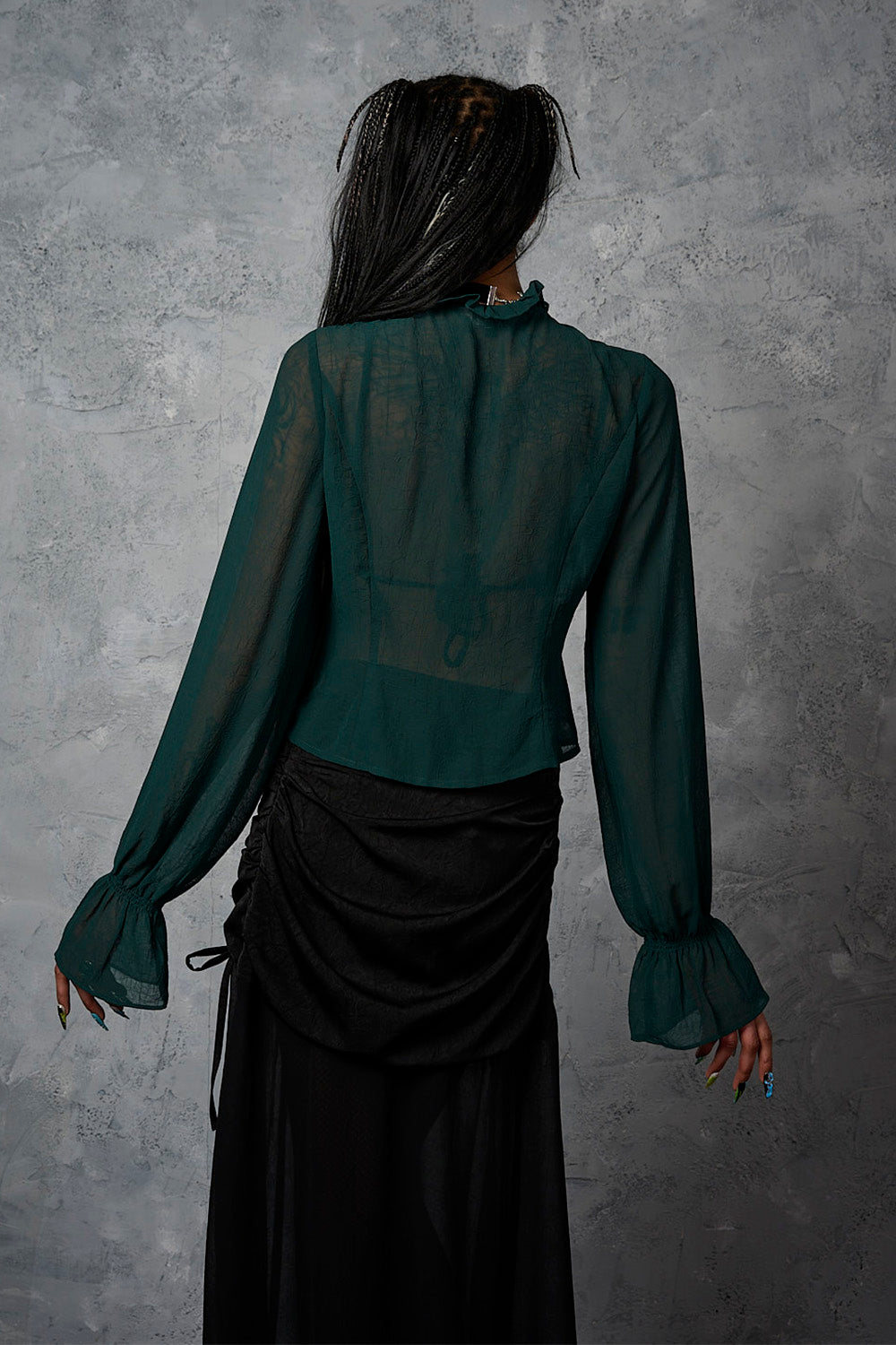 Banned Alternative Green Moonlit Romance Sheer Blouse