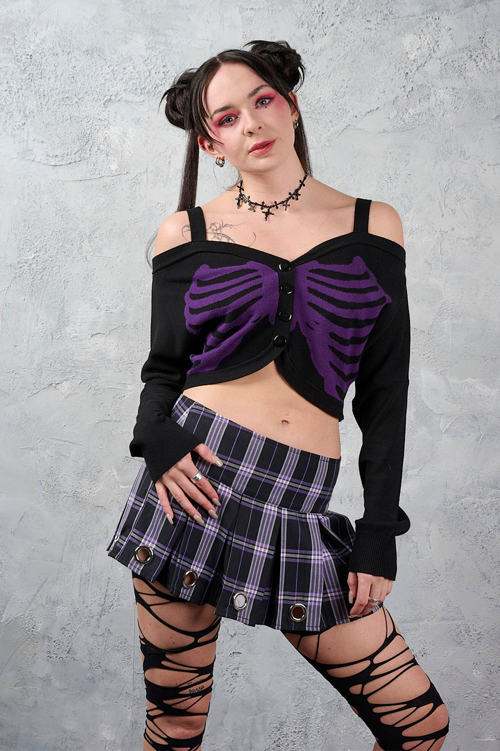 Banned Alternative Black/Purple Ligeia Knitted Cardigan