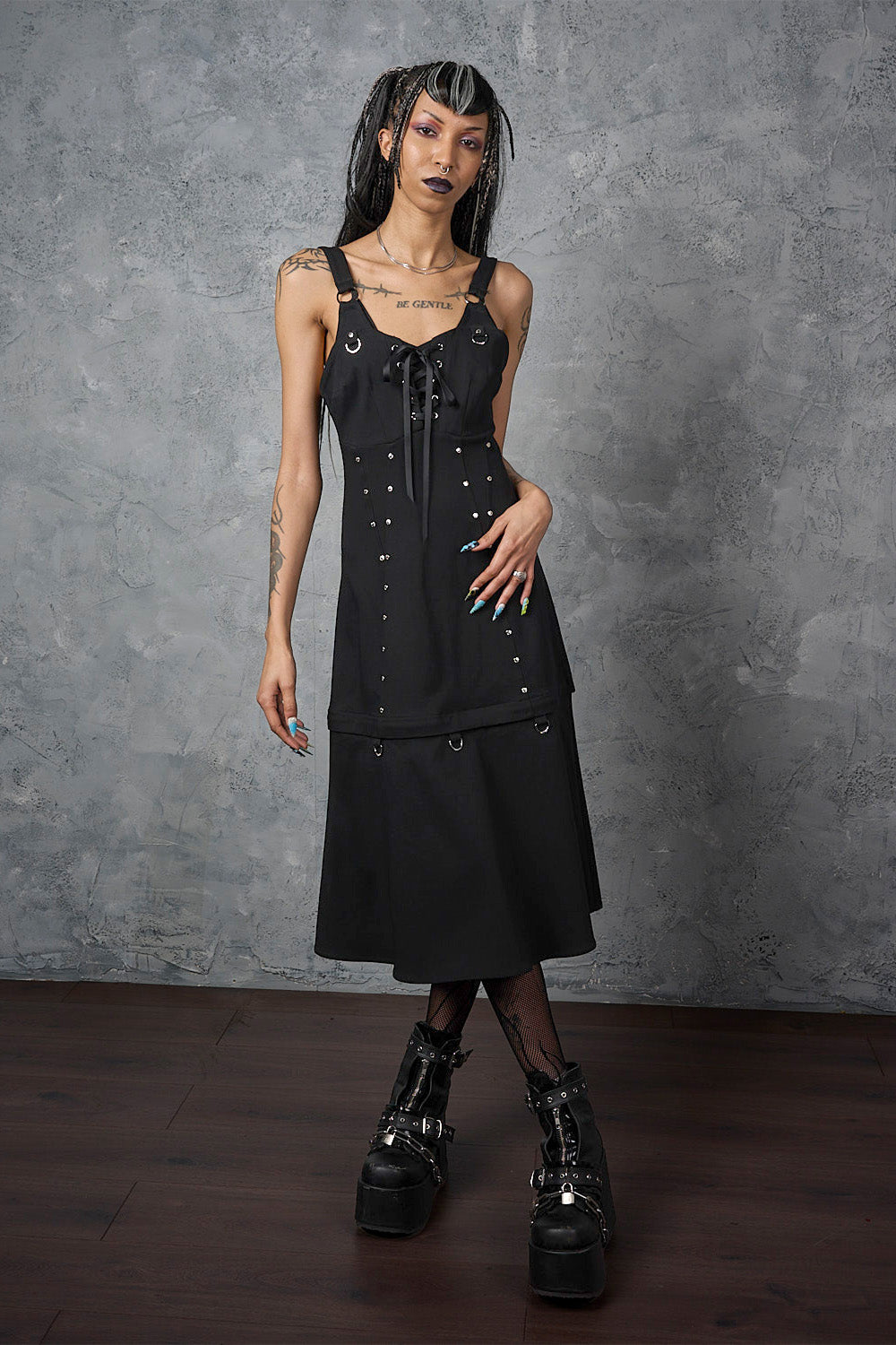 Banned Alternative Black Black Iron Bloom Dress