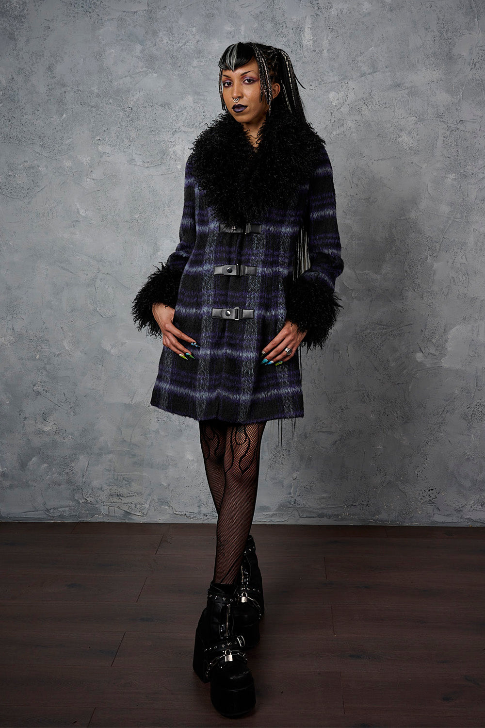 Banned Alternative Black/Purple Moody Melody Coat