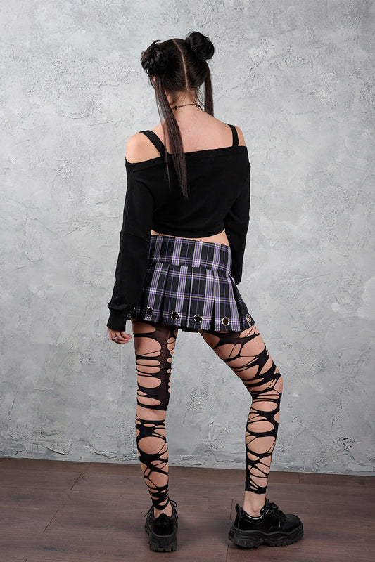 Banned Alternative Black/Purple Phoenix Skirt