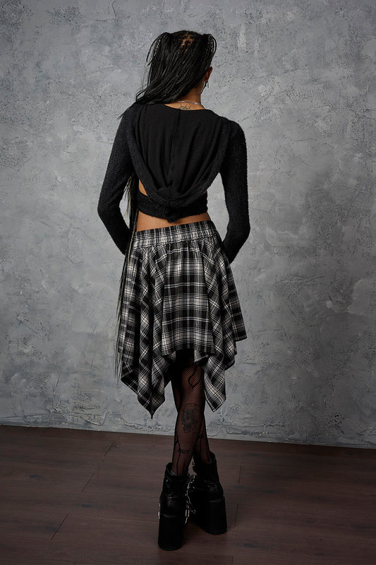 Banned Alternative Black/White Slashcheck Skirt