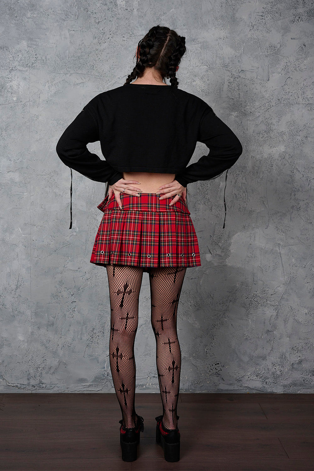 Banned Alternative Red Tartan Hall Pass Heartbreaker Skirt