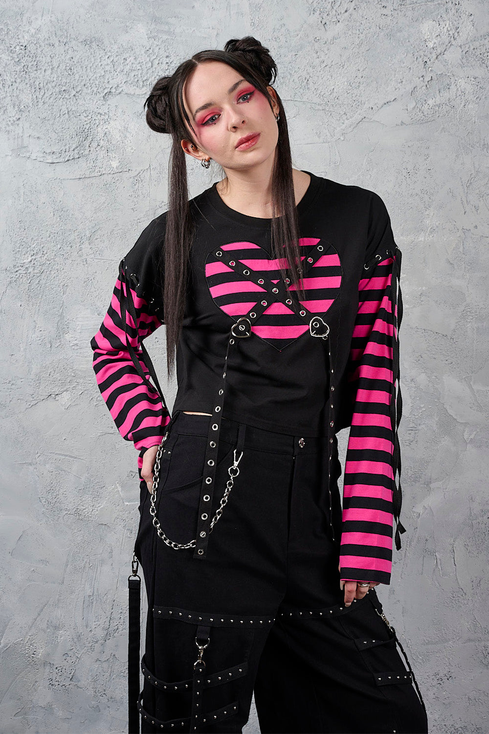 Banned Alternative Black/Pink My Heart Hacker Top