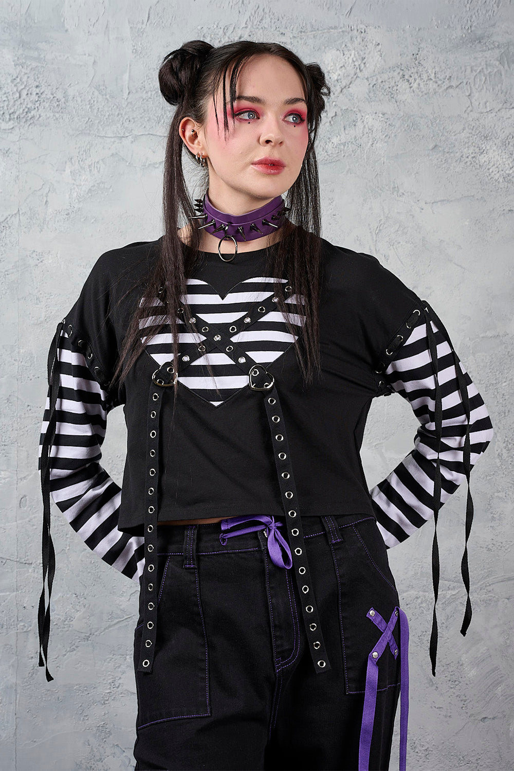 Banned Alternative Black/White My Heart Hacker Top