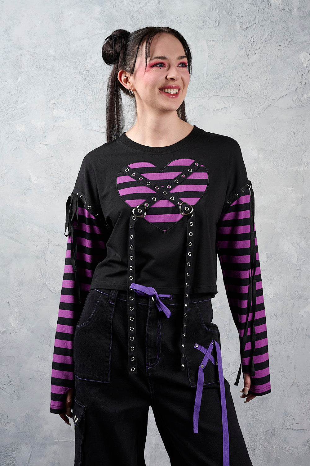 Banned Alternative Black/Purple My Heart Hacker Top