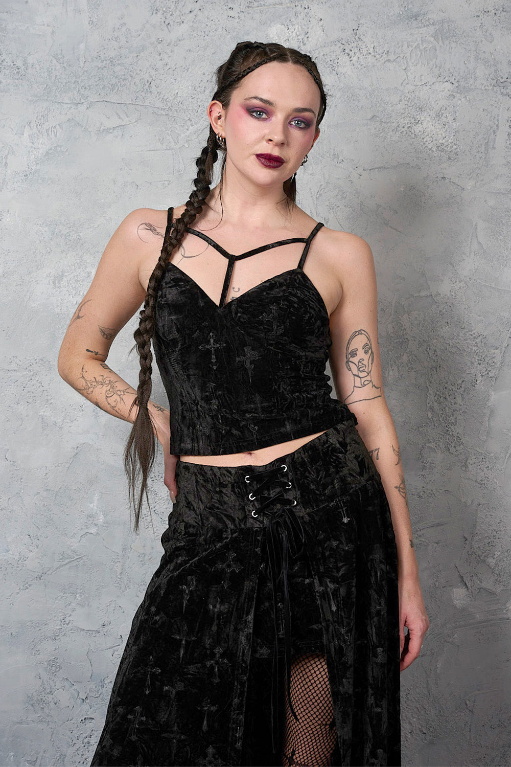 Banned Alternative Black Sanctum Velvet Top