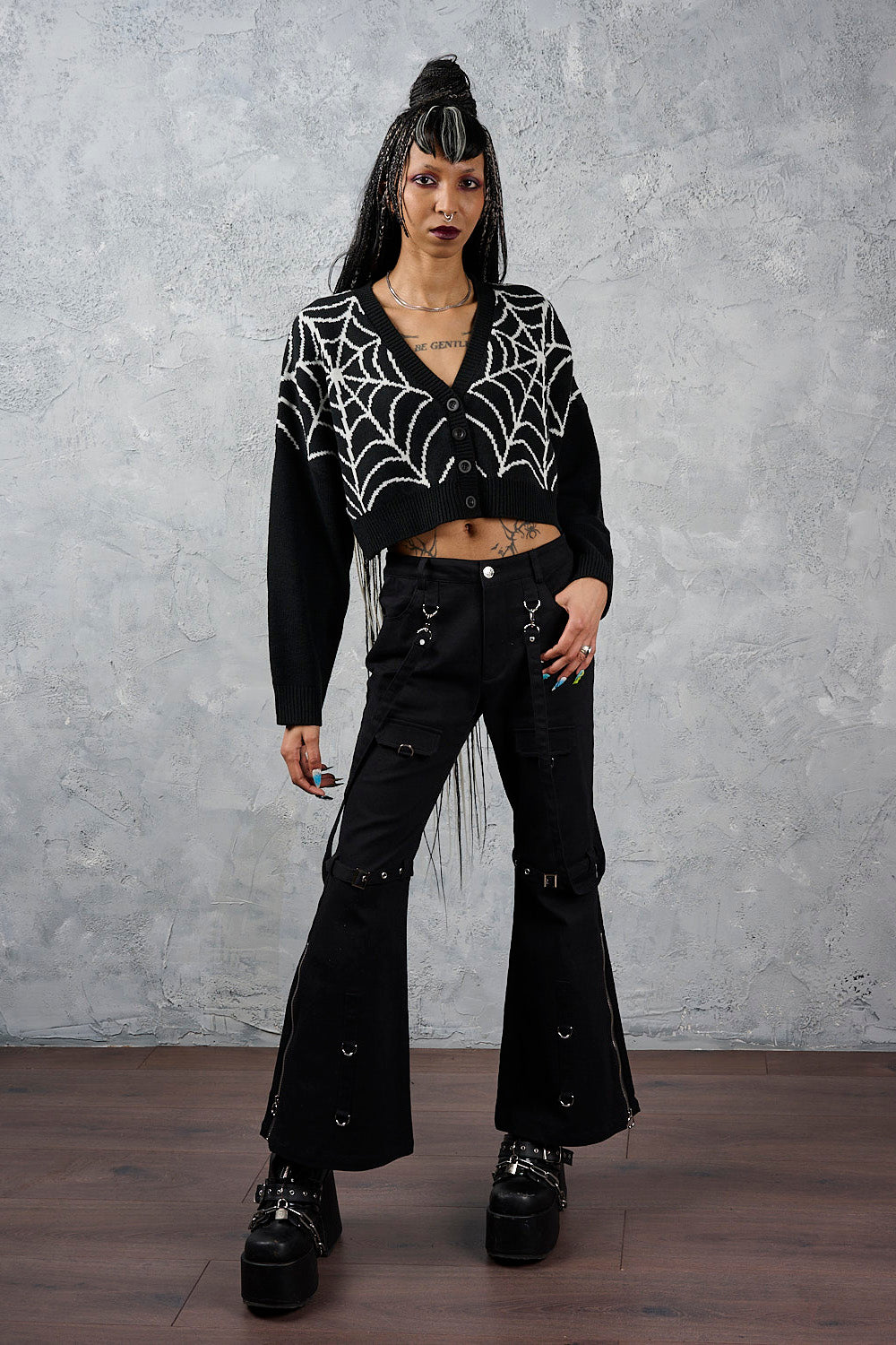 Banned Alternative Black Sienna Utility Flare Trousers