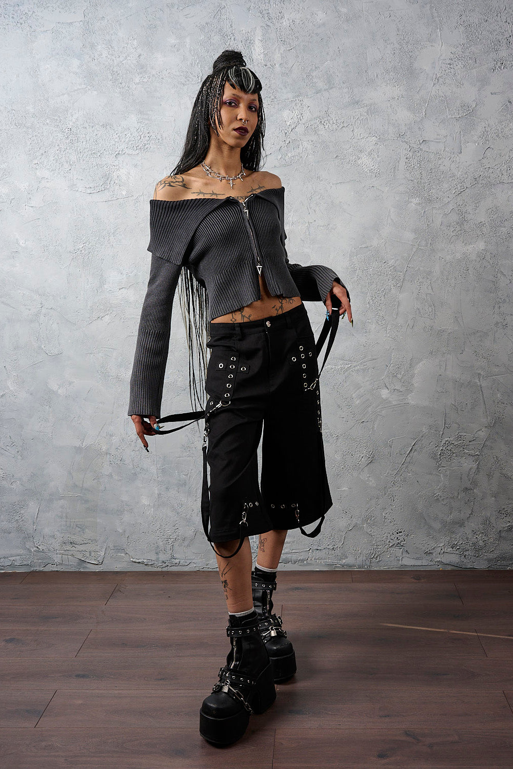 Banned Alternative Black Dropzone Trousers