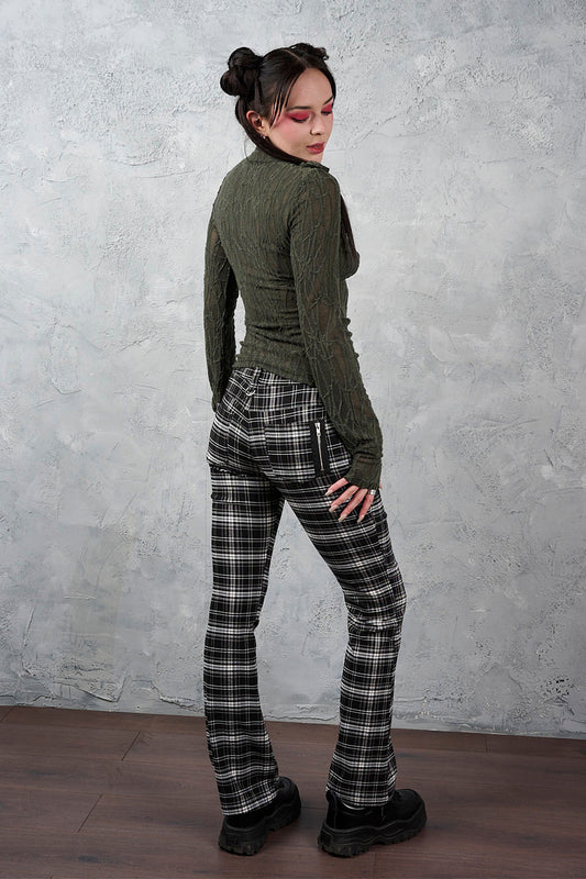 Banned Alternative Black/White Velarium Mid-rise Trousers