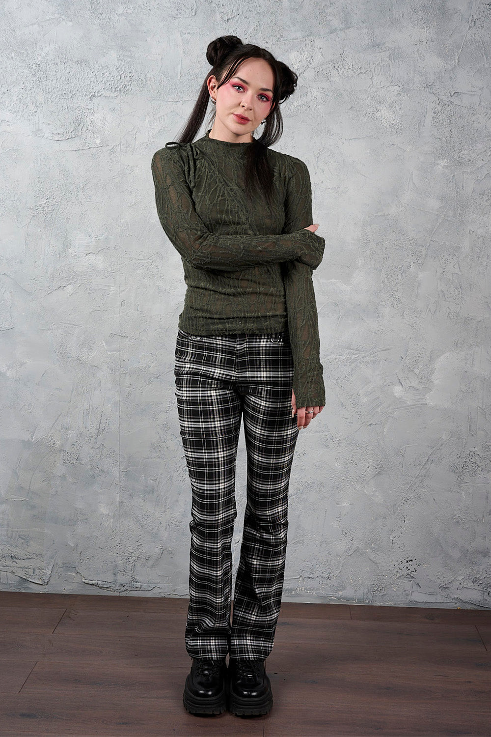Banned Alternative Black/White Velarium Mid-rise Trousers