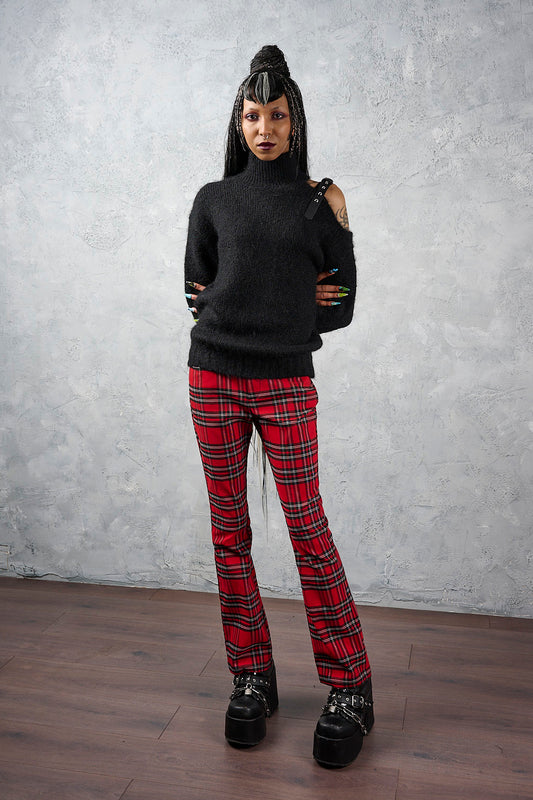 Banned Alternative Red Velarium Mid-rise Trousers