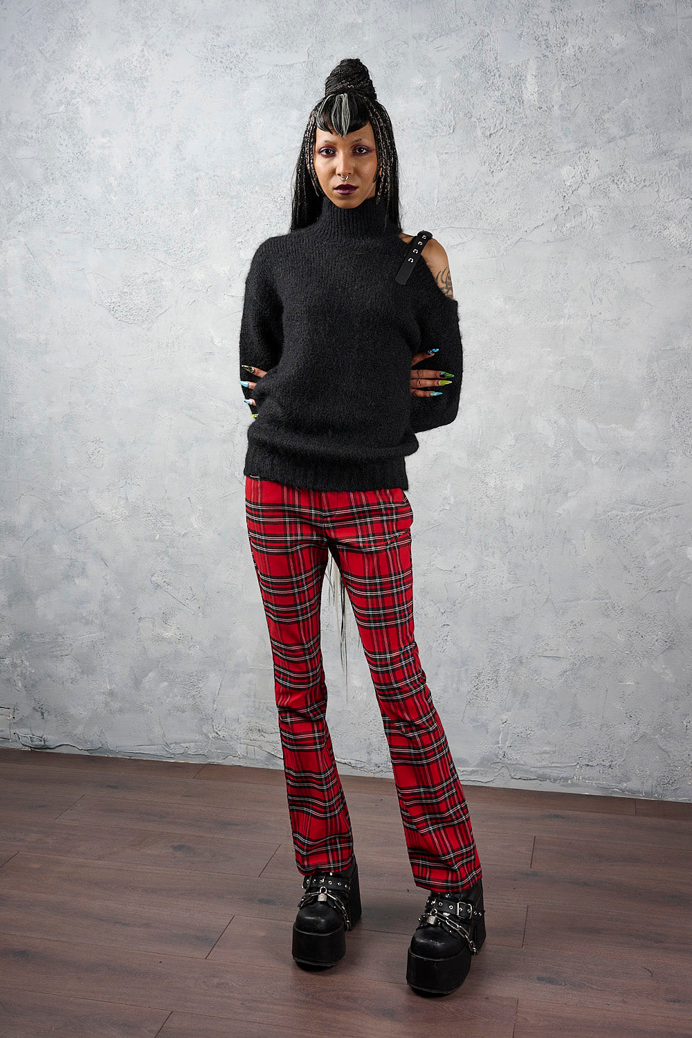 Banned Alternative Red Velarium Mid-rise Trousers