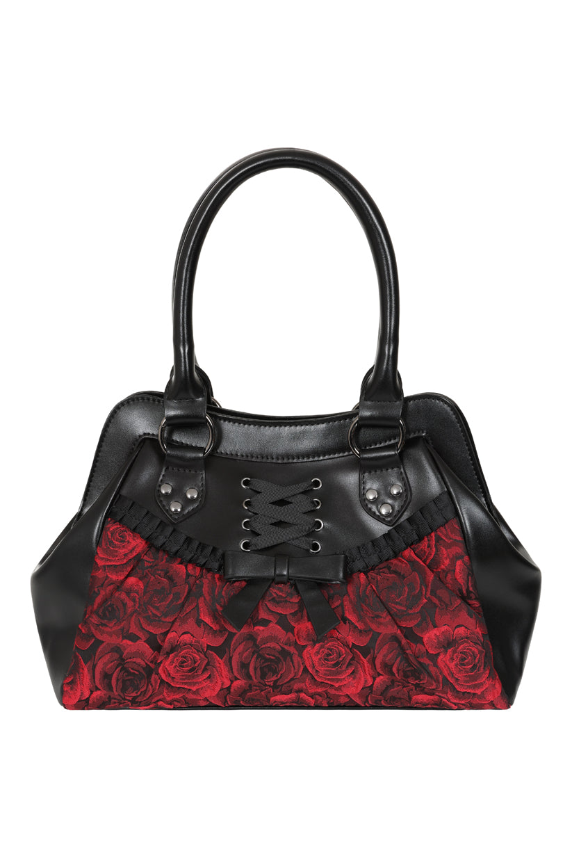 Banned Alternative Black/Red Crimson Thorn Rose Shoulder Bag