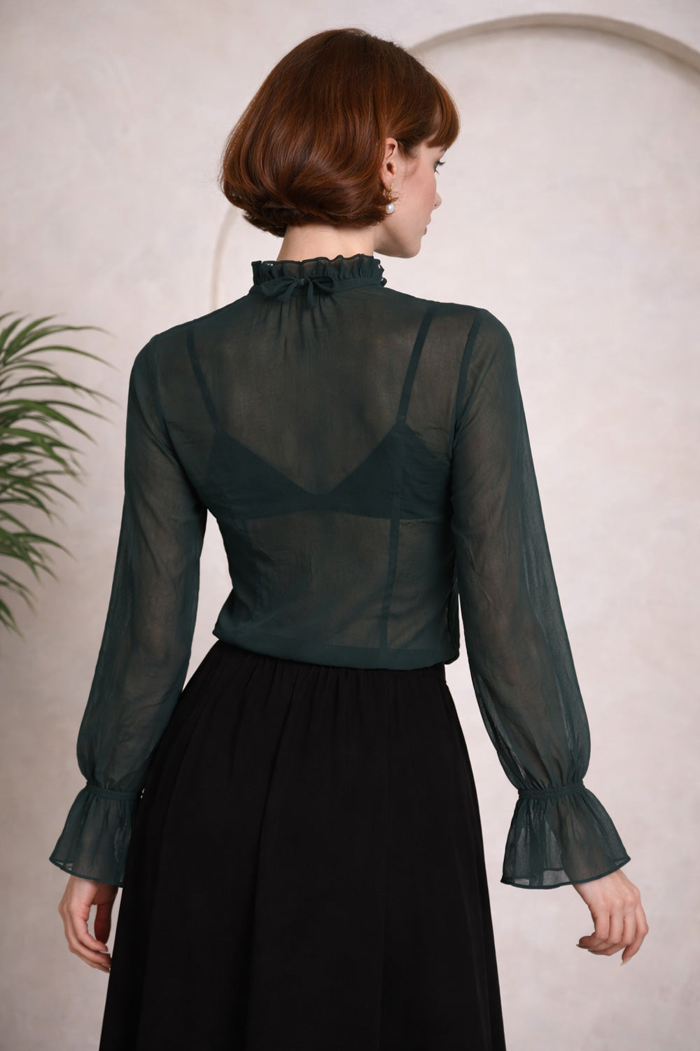 Banned Alternative Green Moonlit Romance Sheer Blouse