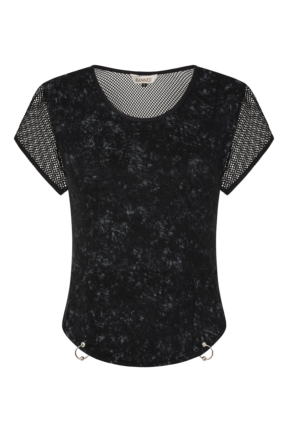 Banned Alternative Black Grunge Grid Top