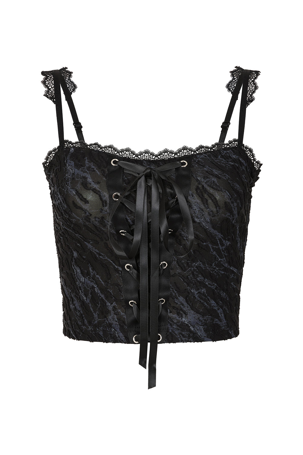 Banned Alternative Black Dark Angel Lace Up Top