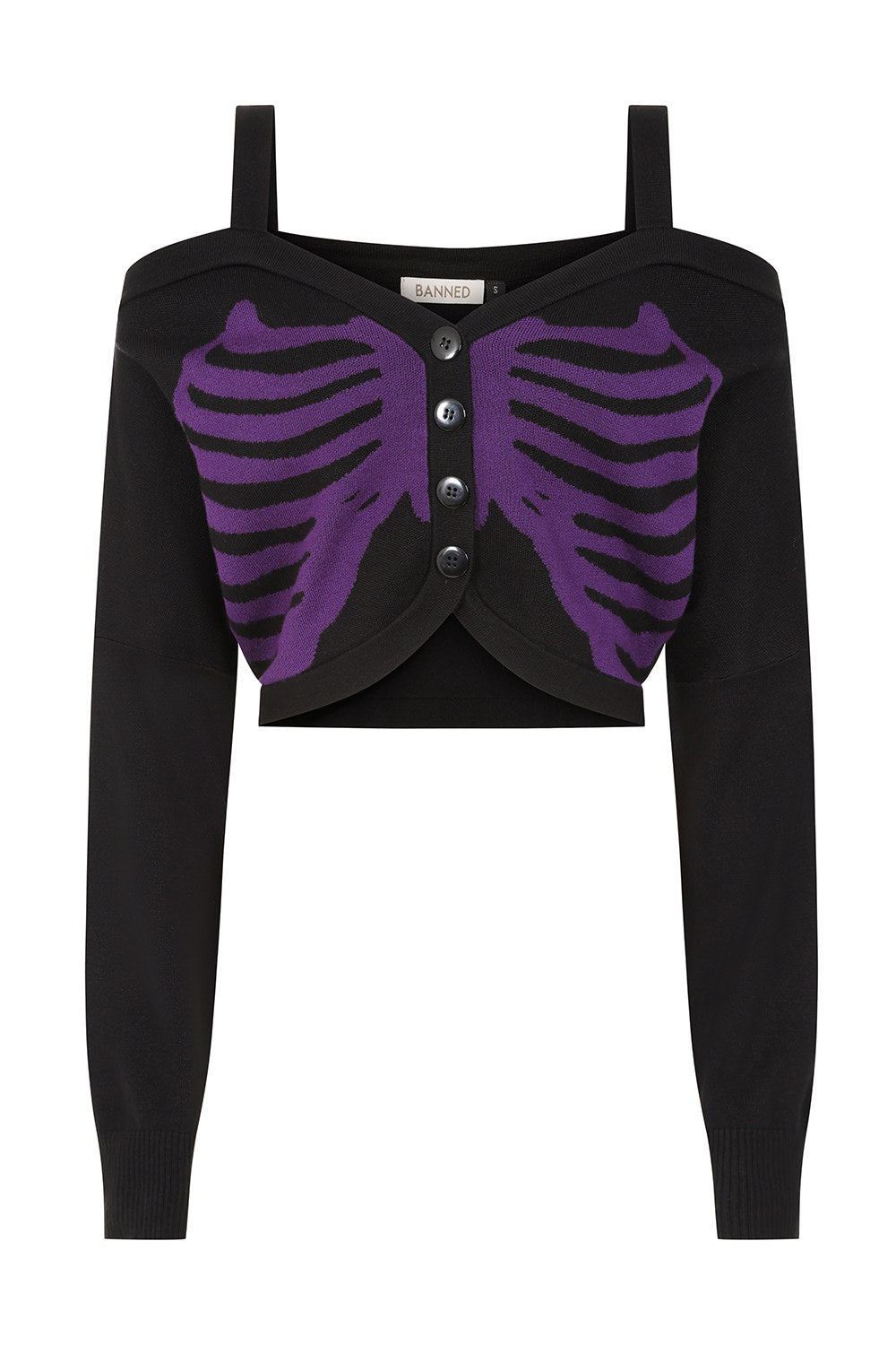 Banned Alternative Black/Purple Ligeia Knitted Cardigan