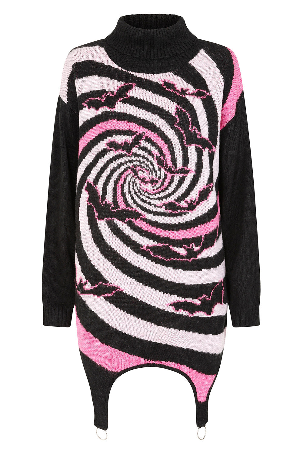 Banned Alternative Black/Pink Twisted Batfall Knitted Dress