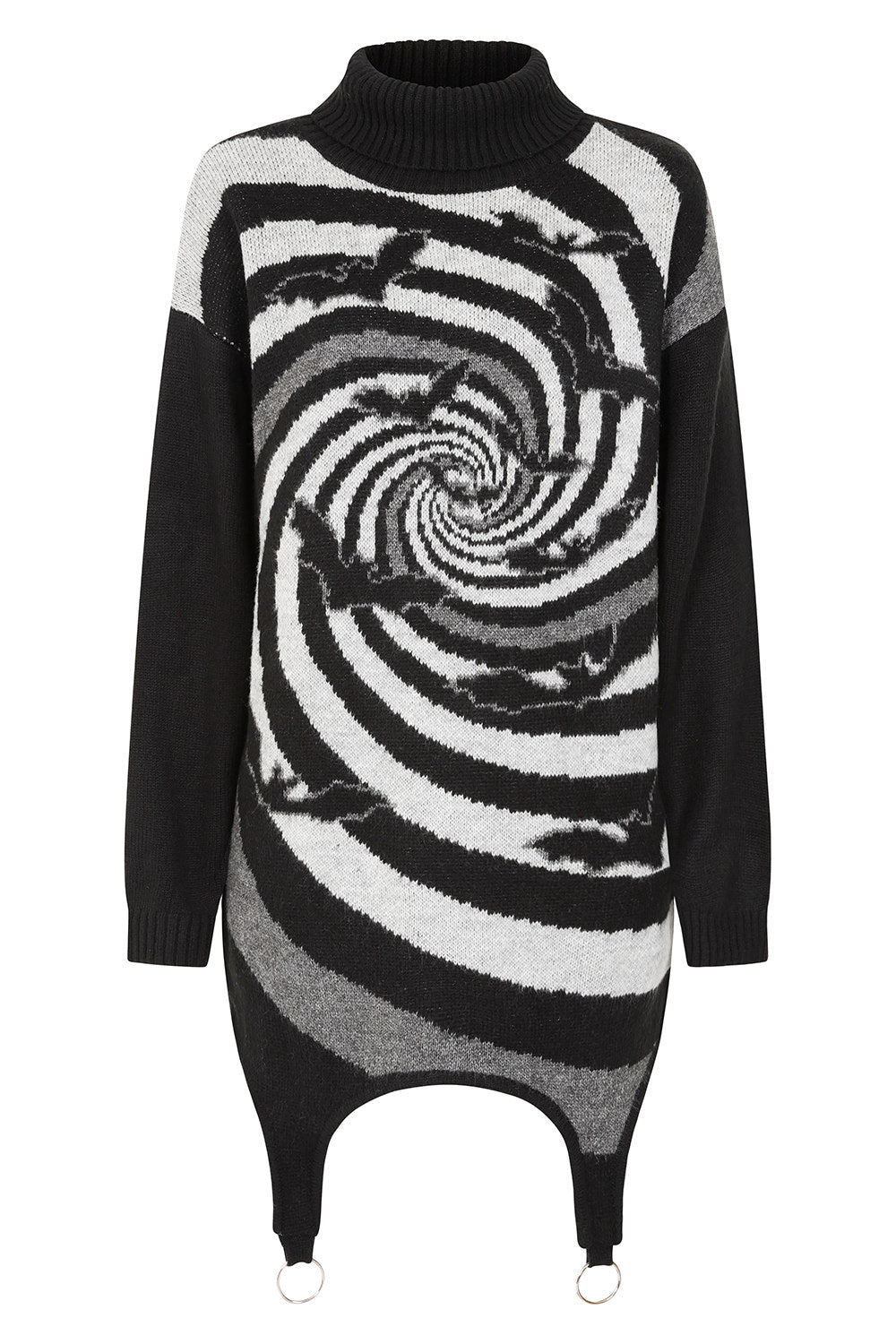 Banned Alternative Black/Grey Twisted Batfall Knitted Dress