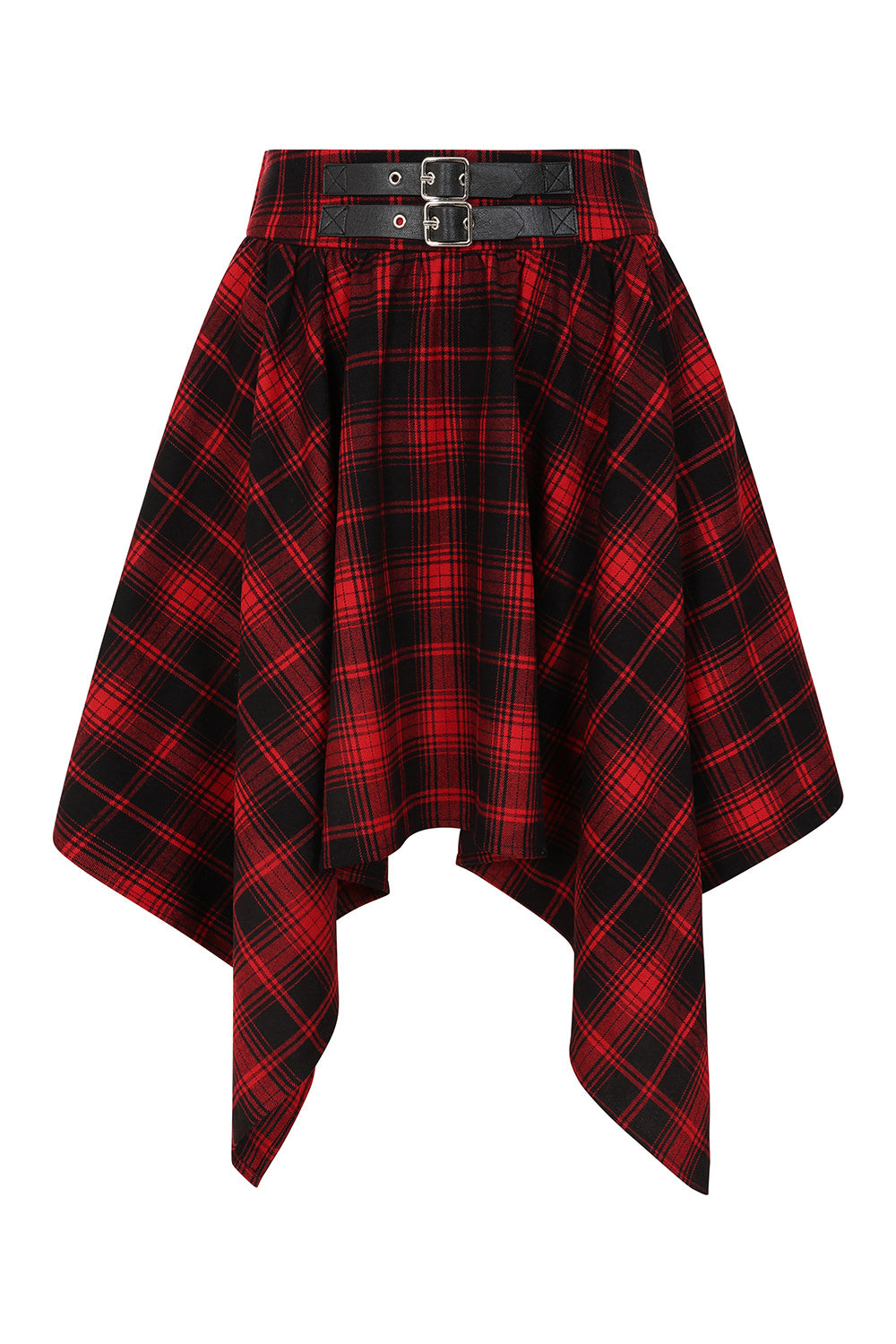 Banned Alternative Black/Red Slashcheck Skirt