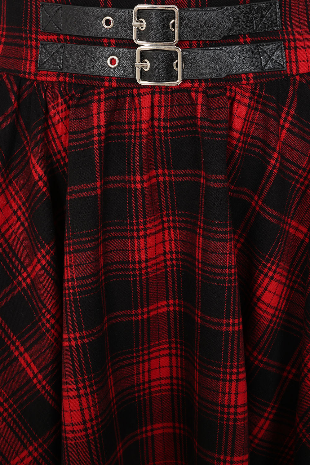 Banned Alternative Black/Red Slashcheck Skirt