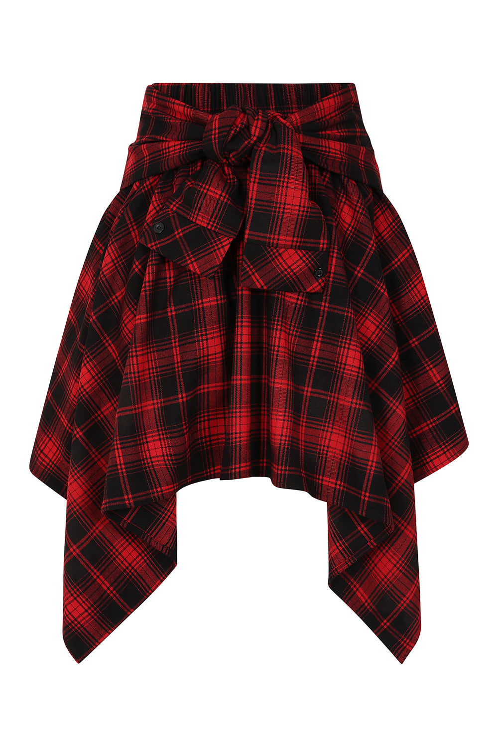 Banned Alternative Black/Red Slashcheck Skirt