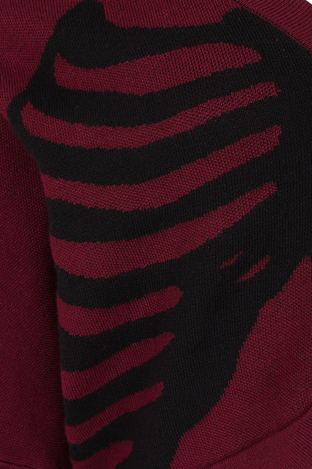 Banned Alternative Burgundy/Black Ligeia Knitted Cardigan