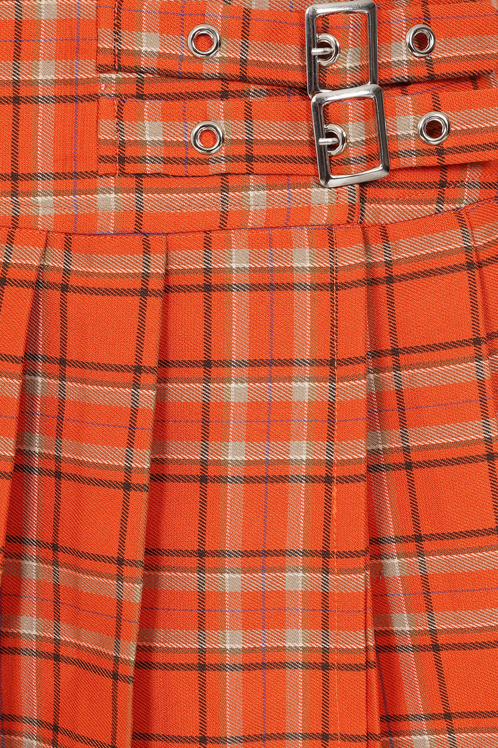Banned Alternative Orange Tartan Orange Darkdoll Mini Skirt