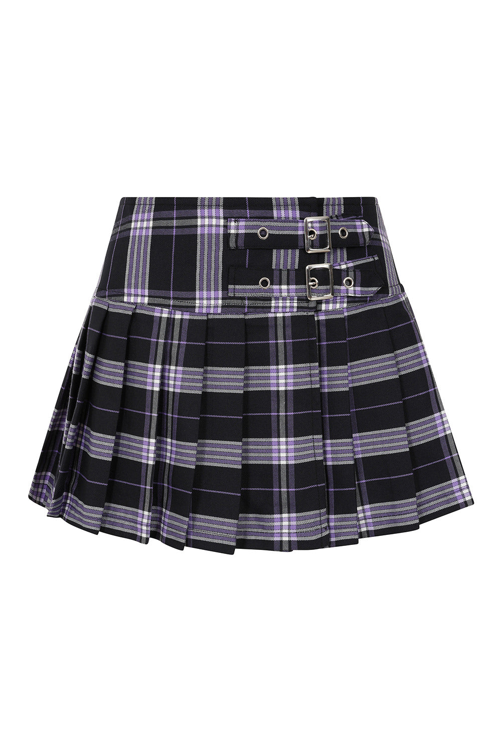 Banned Alternative Purple Tartan Orange Darkdoll Mini Skirt