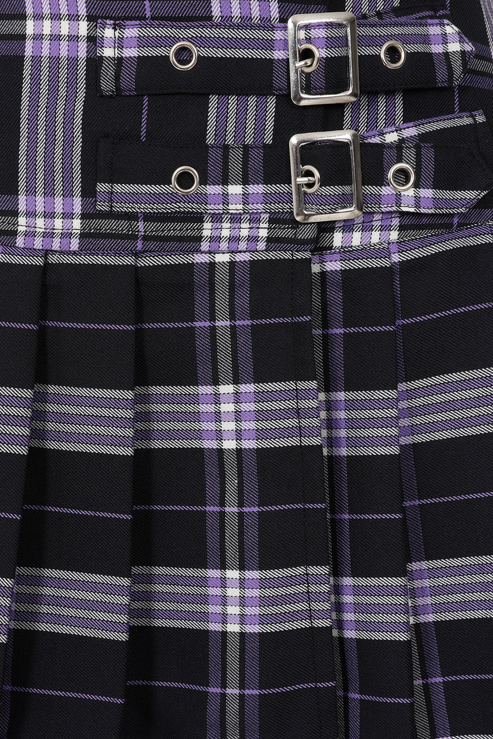Banned Alternative Purple Tartan Orange Darkdoll Mini Skirt