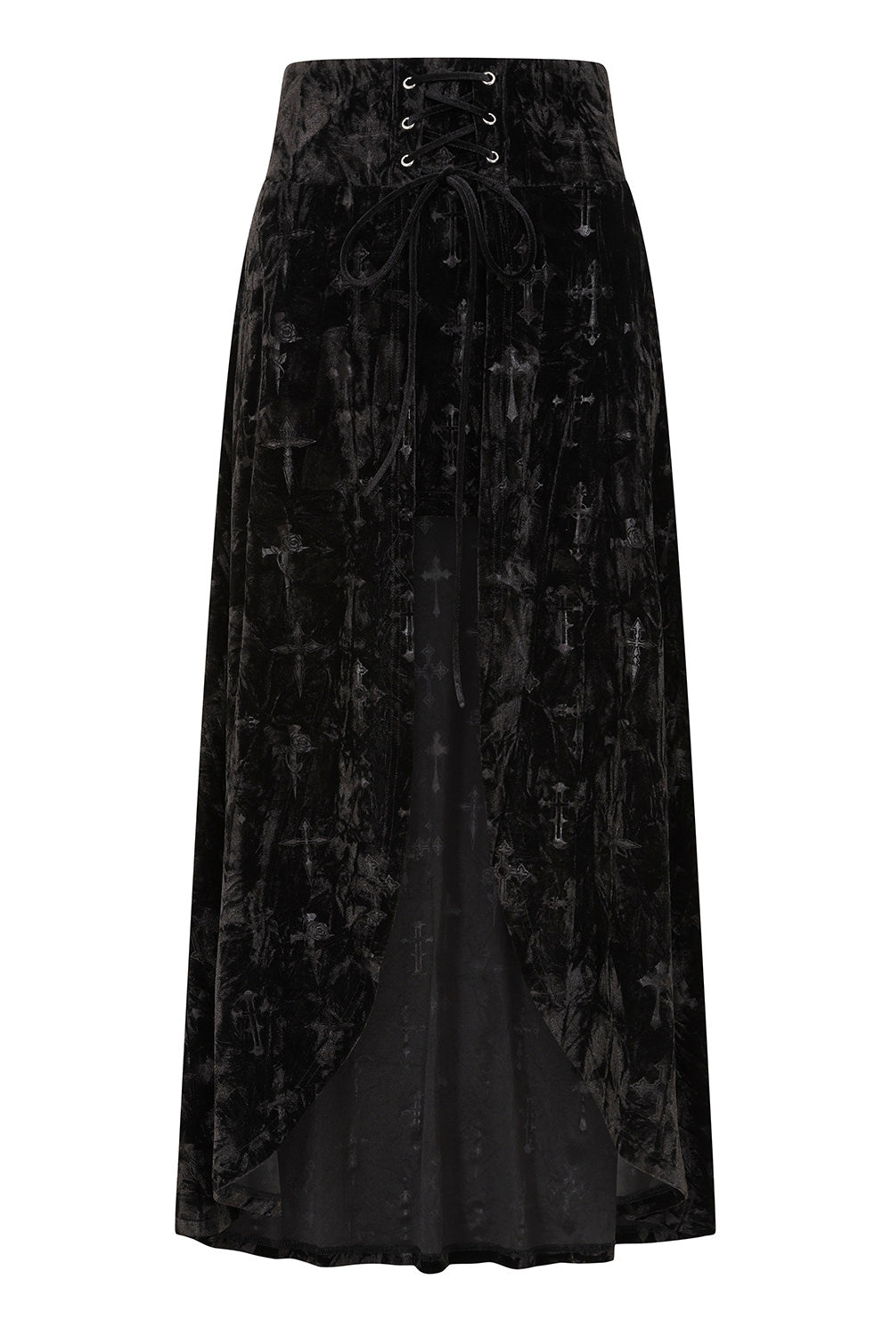 Banned Alternative Black Sanctum Velvet Skirt