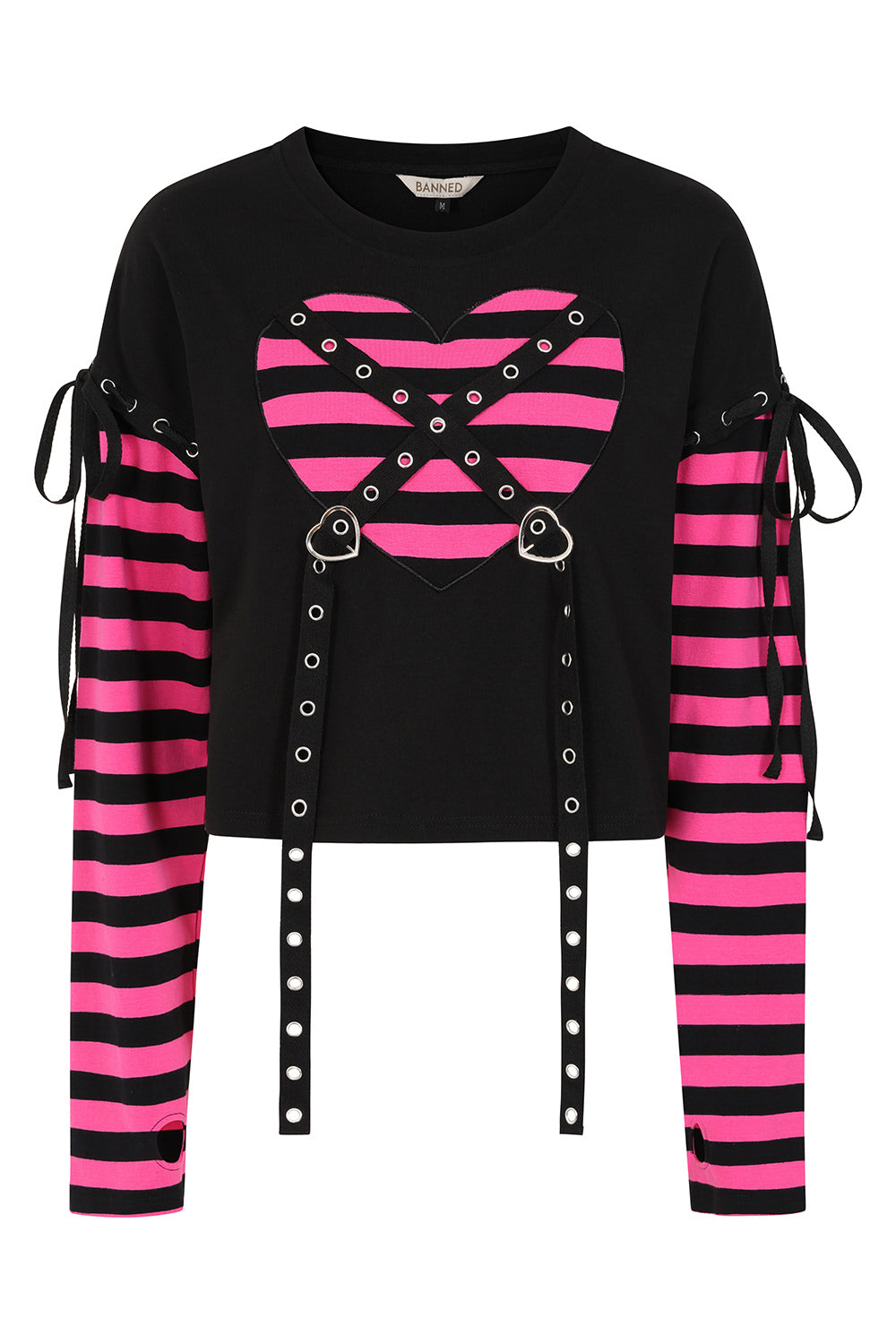 Banned Alternative Black/Pink My Heart Hacker Top