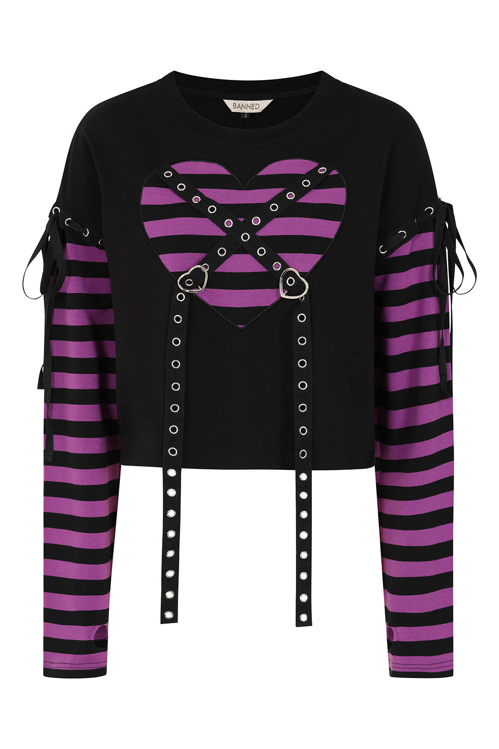 Banned Alternative Black/Purple My Heart Hacker Top