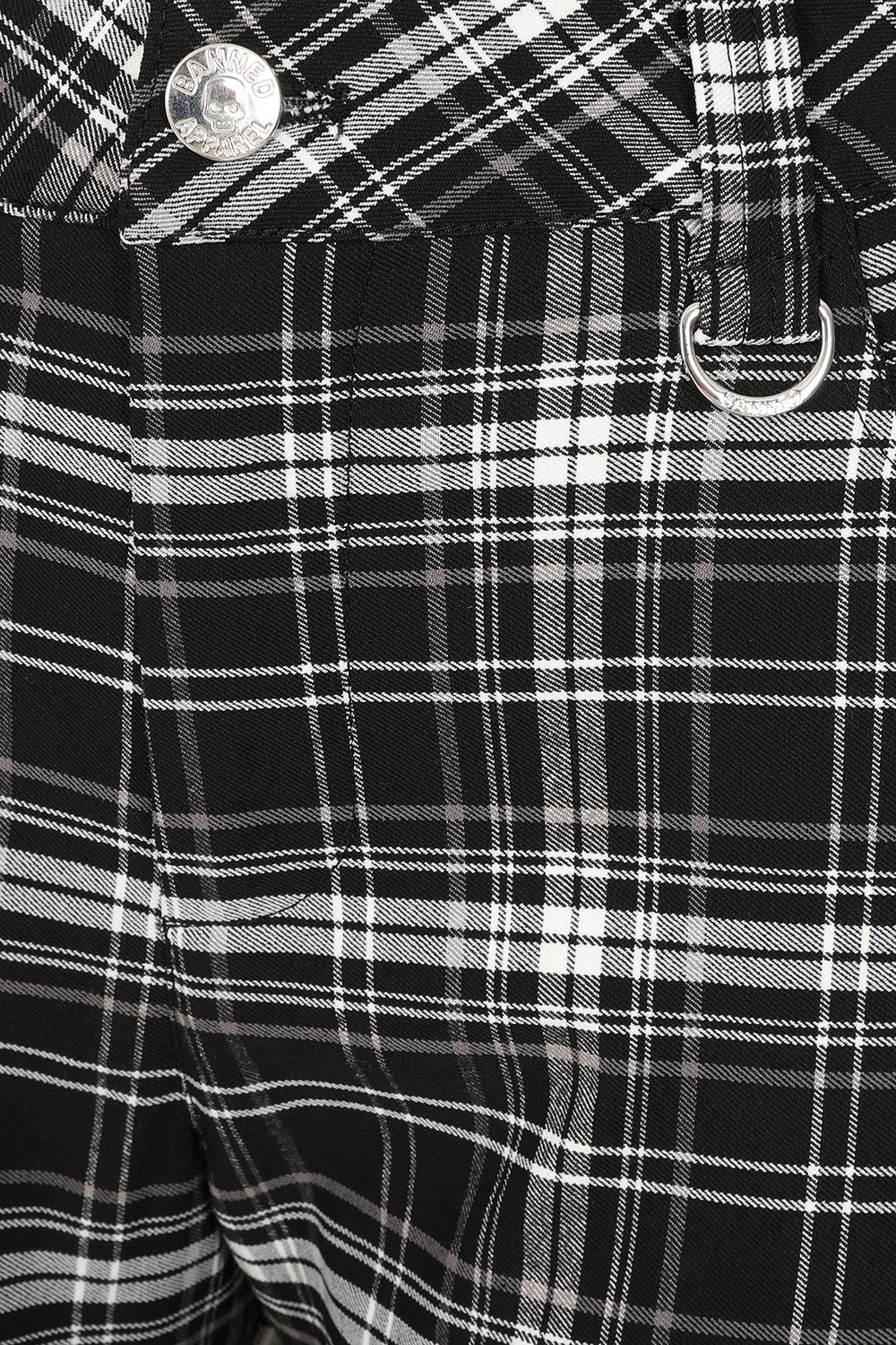 Banned Alternative Black/White Velarium Mid-rise Trousers