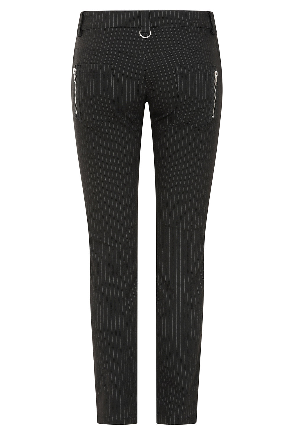 Banned Alternative Black Pinstripe Shadow Warden Pinstripe Skinny Trousers