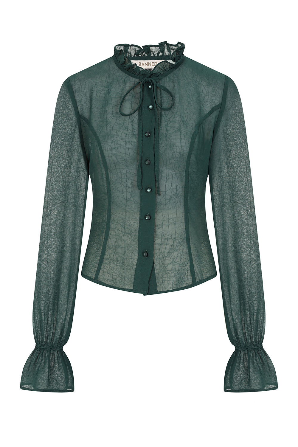 Banned Alternative Green Moonlit Romance Sheer Blouse
