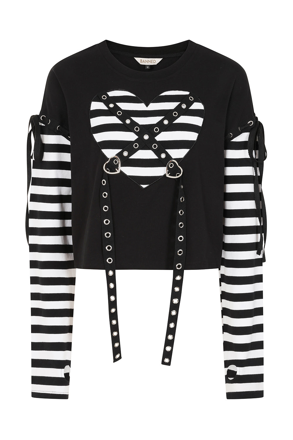 Banned Alternative Black/White My Heart Hacker Top